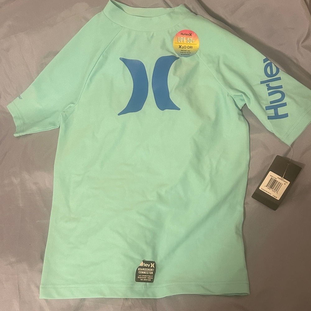 Hurley Light Blue Rash Guard Kids Youth Medium NWT